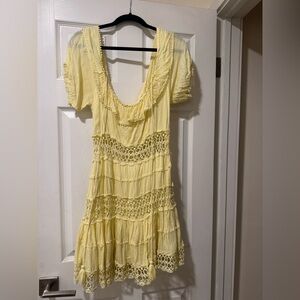 Free People Yellow Lace Dress